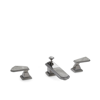 2150DKT803-RKCR-CP Sherle Wagner International Pyramid Lever Deck Mount Tub Set with Semiprecious Rock Crystal inserts in Polished Chrome metal finish